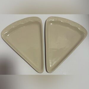 Longaberger Pizza Plates Pottery Woven Traditions Ivory Ceramic 2 Dishes